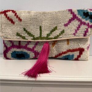 Velvet Evil Eye Clutch with Tassel